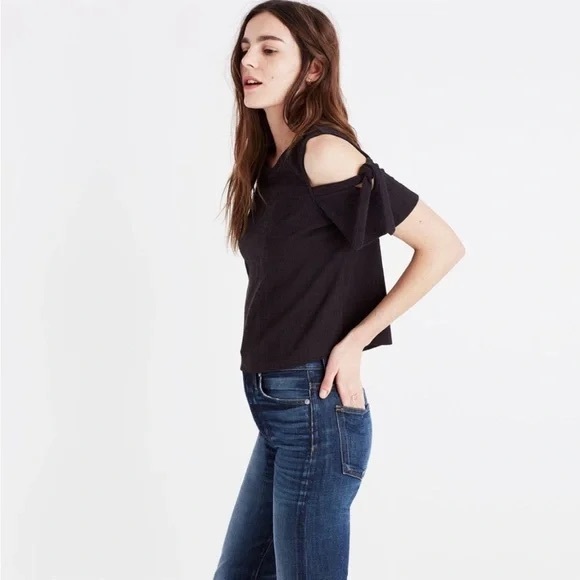 Madewell Cold Shoulder Skylark Black Shirt - Picture 3 of 8